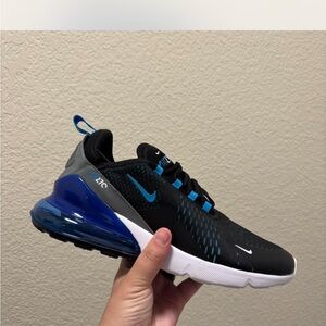 Nike Air Max 270 Black and Blue Athletic Shoes